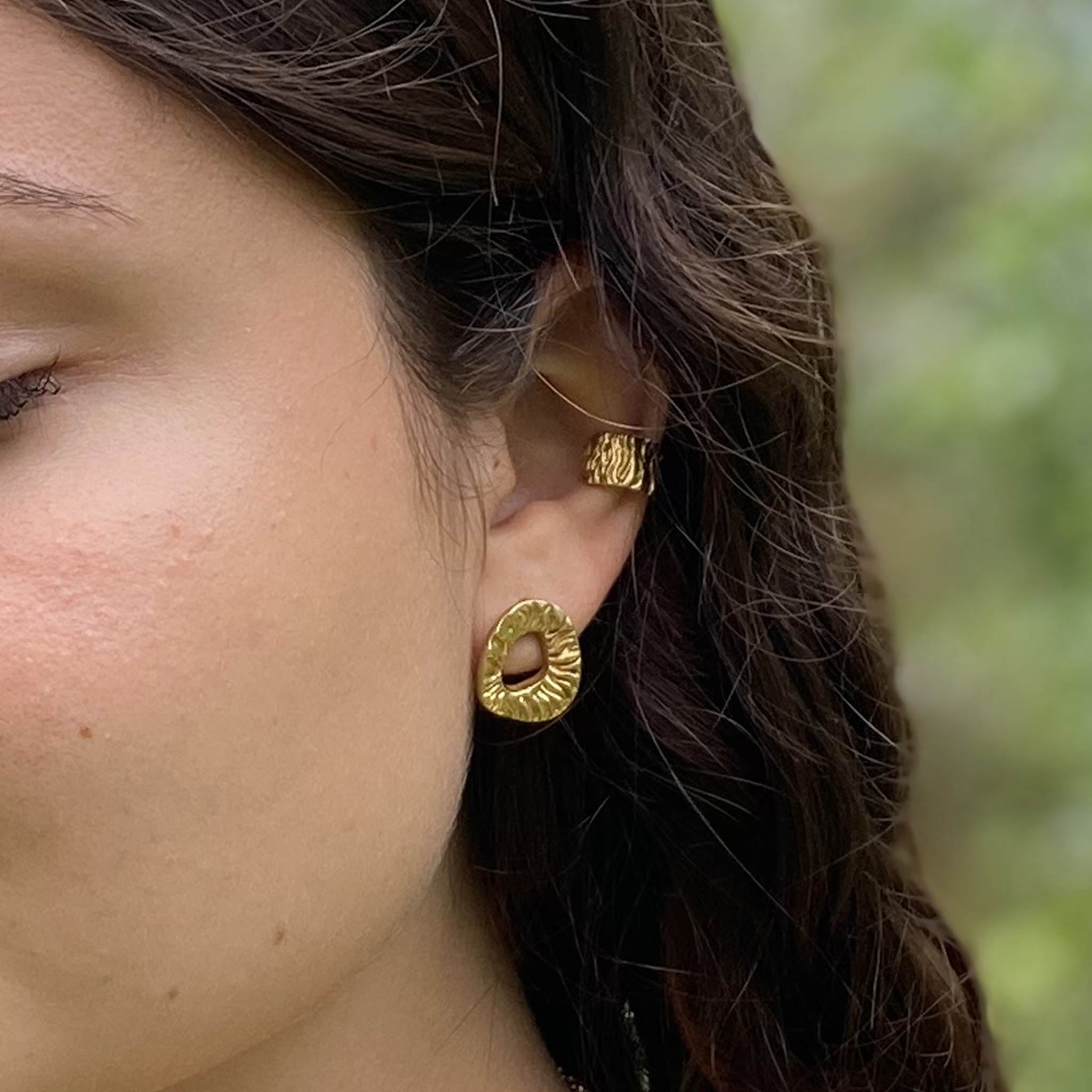 Hepworth Ear Studs in Polished Gold-Plated Bronze